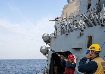 USS Mason Conducts a Replenishment-at-Sea with USNS Alan Shepard