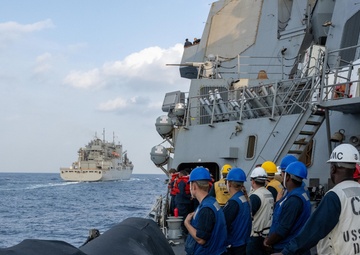 USS Mason Conducts a Replenishment-at-Sea with USNS Alan Shepard