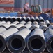 Army engineers construct a hangar on Camp Humphreys, South Korea