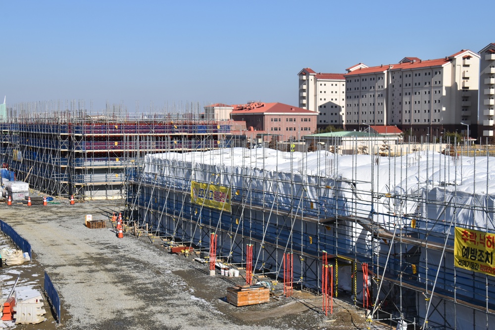 Army engineers construct barracks on Camp Humphreys, South Korea