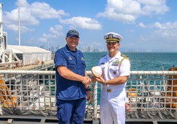 US Coast Guard Cutter Hamilton is the first US government vessel to moor at Panamanian cruise terminal
