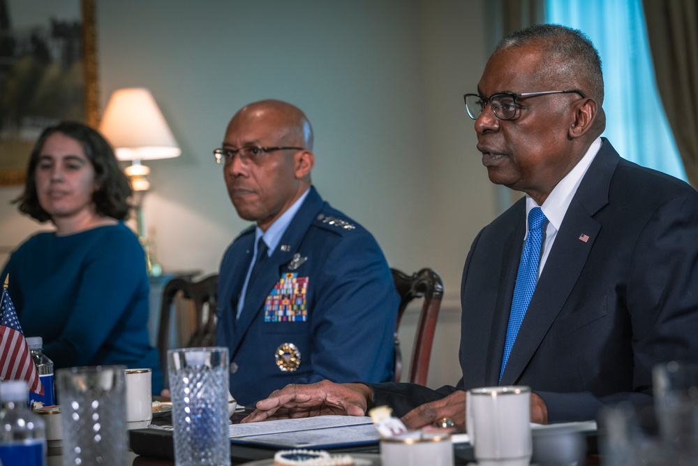 SECDEF Welcomes NATO SECGEN Stoltenberg to the Pentagon.