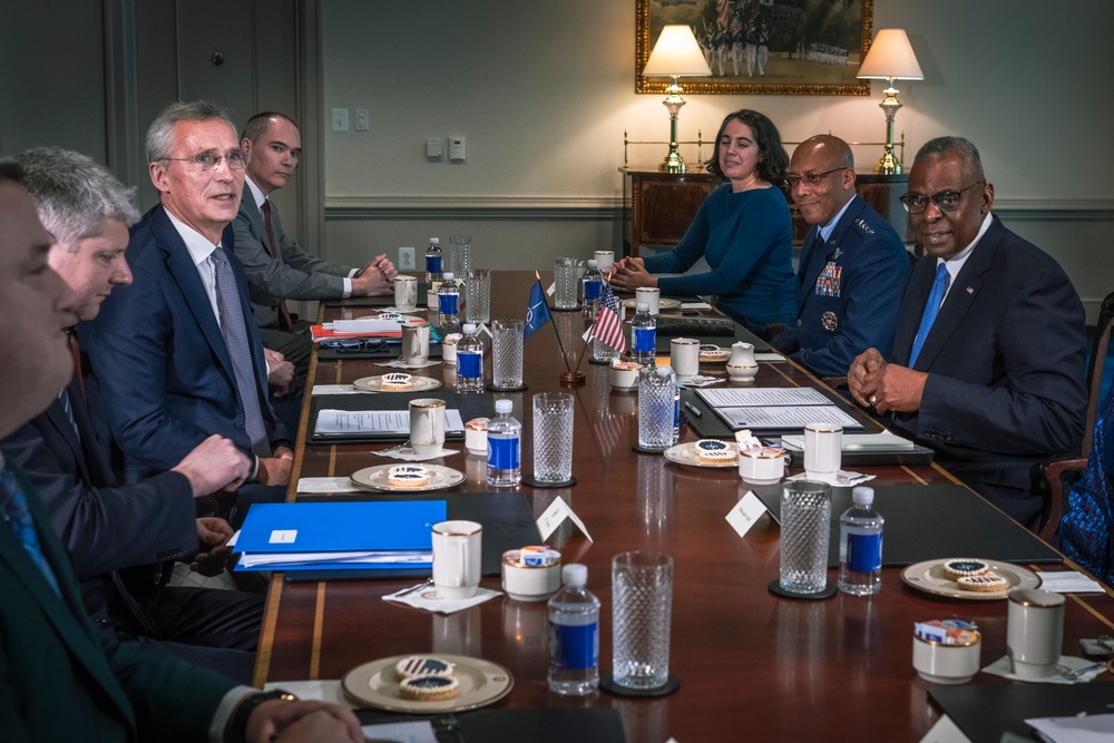 SECDEF Welcomes NATO SECGEN Stoltenberg to the Pentagon.
