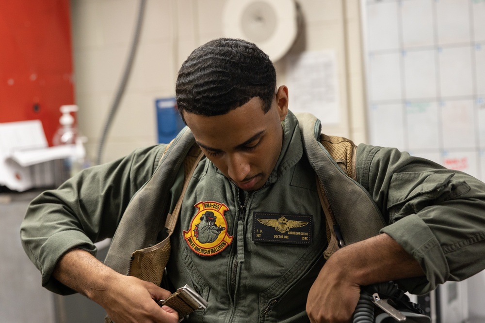 U.S. Marine from Milwaukee flies in an AV-8B Harrier II jet as an incentive for reenlisting