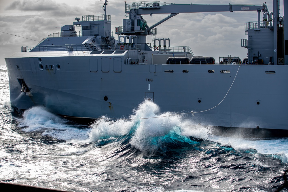 George Washington participates in a replinishment at sea evolution