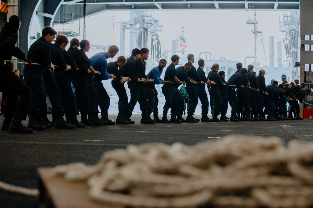 George Washington participates in a replinishment at sea evolution