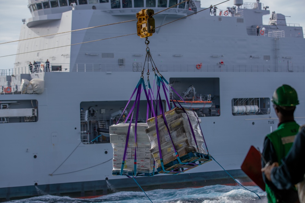 George Washington participates in a replinishment at sea evolution