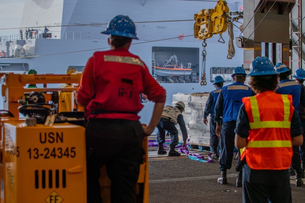 George Washington participates in a replinishment at sea evolution