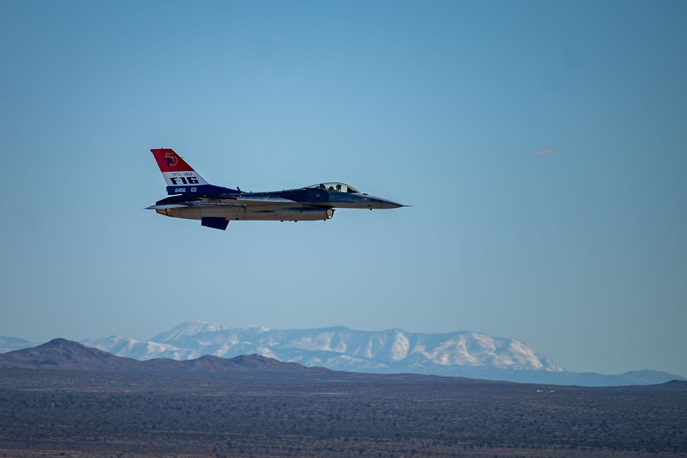 The F-16 Viper Demonstration Team performs at the F-16 First Flight 50th Anniversary Event