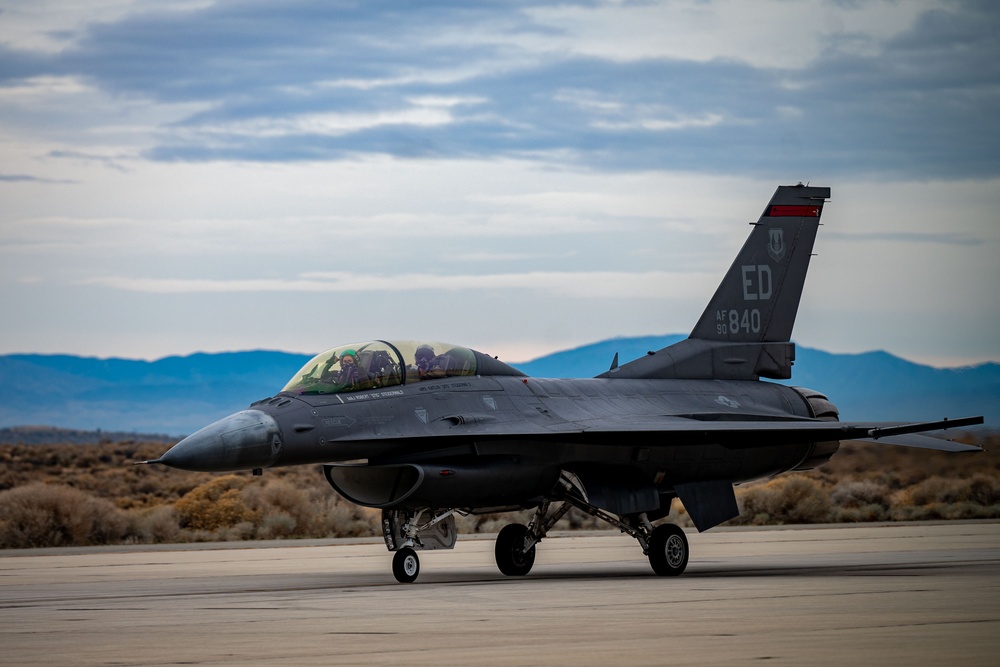 The F-16 Viper Demonstration Team performs at the F-16 First Flight 50th Anniversary Event