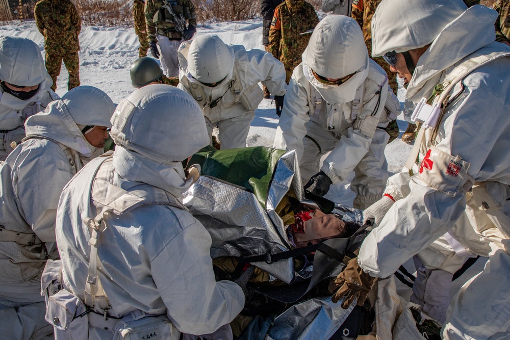 JGSDF and U.S. Paratrooper Tactical Combat Casualty Care, North Wind 24