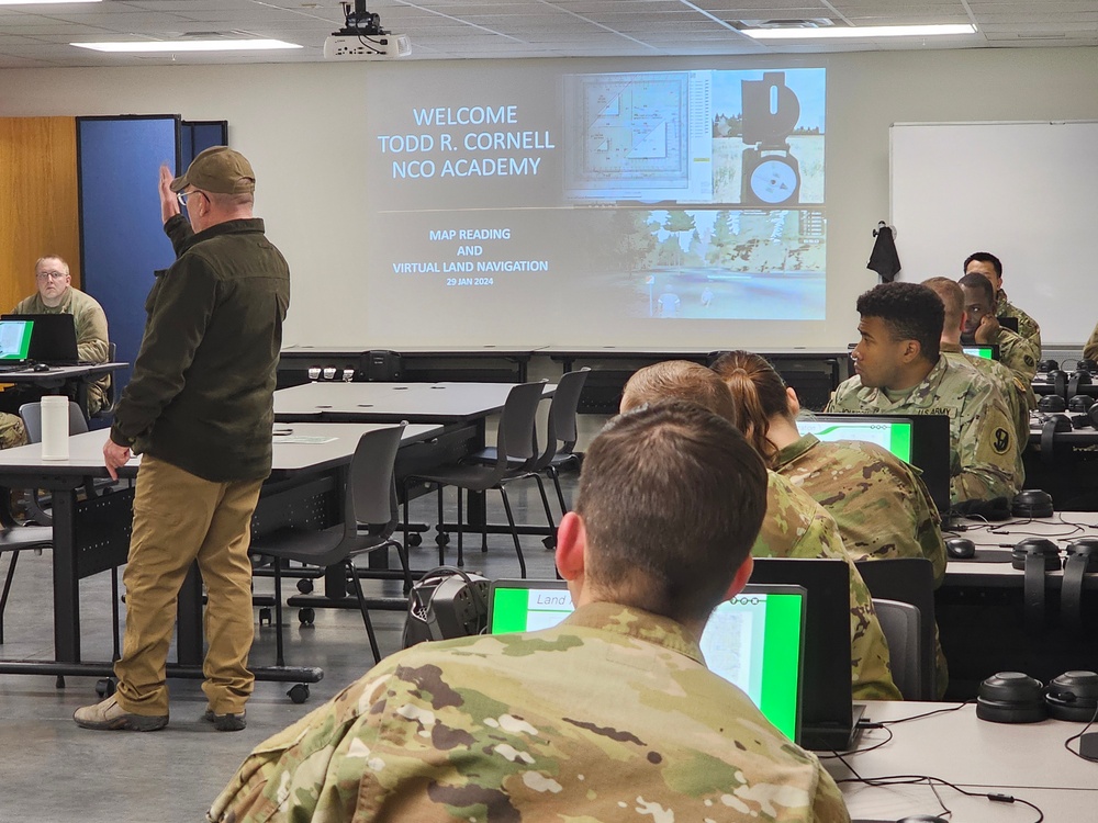 Fort McCoy NCO Academy students learn land-navigation at Virtual Battle Space simulation area