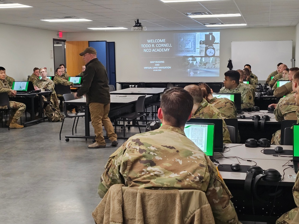 Fort McCoy NCO Academy students learn land-navigation at Virtual Battle Space simulation