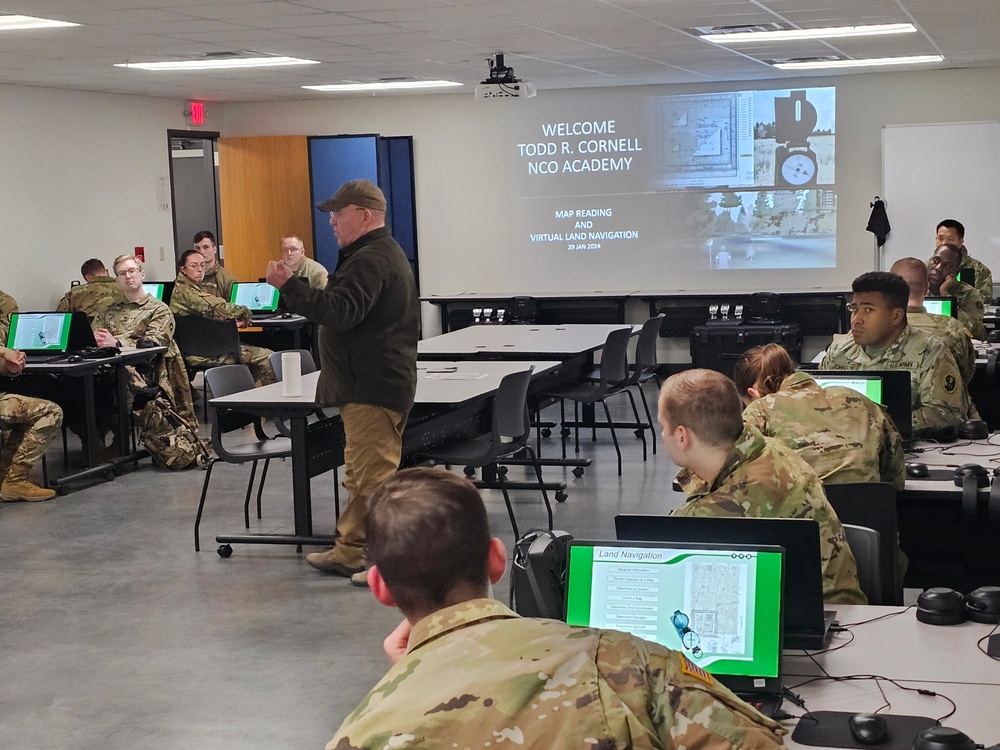 Fort McCoy NCO Academy students learn land-navigation at Virtual Battle Space simulation