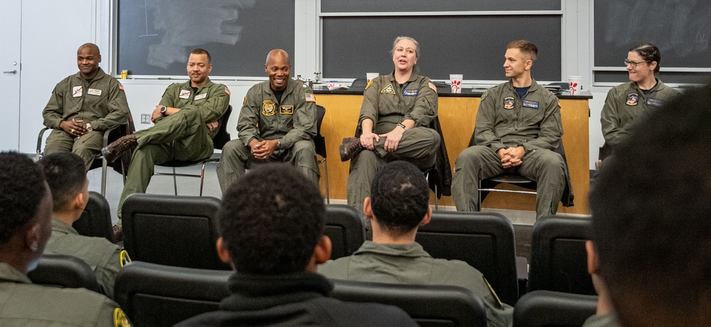 U.S. Naval Academy Midshipmen attend the Minority Aviation Panel