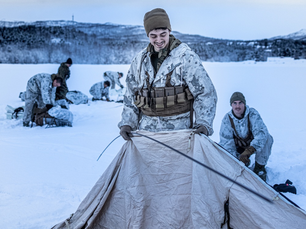 U.S. Marines with 1st Battalion, 2nd Marine Regiment Conduct Cold Weather Training