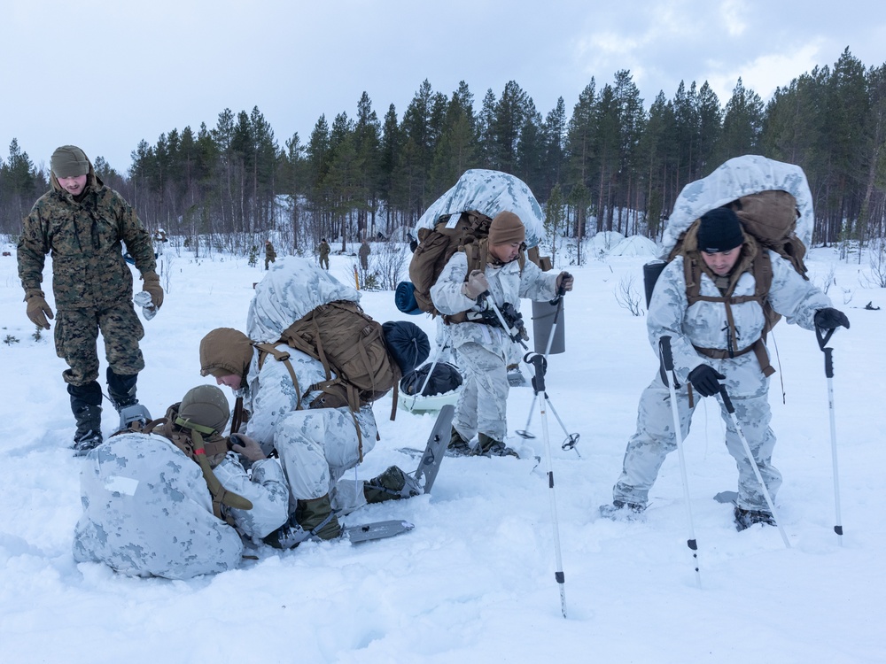 U.S. Marines with 1st Battalion, 2nd Marine Regiment, Conduct Cold Weather Training