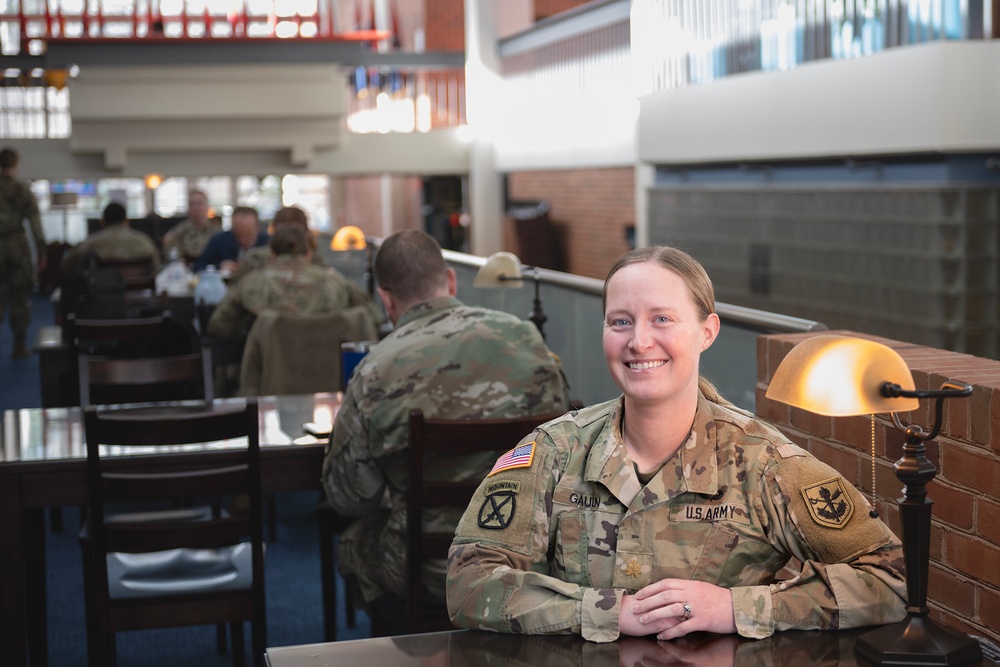 Photo By Billie Suttles | The Judge Advocate General's Legal Center and School 72nd Graduate Course student Maj. Pamela Gaulin is pictured in the Atrium.