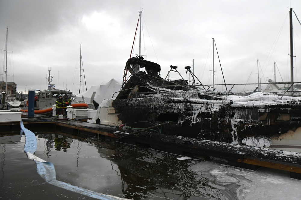 Coast Guard, partner agencies respond to fire in Baltimore's Inner Harbor