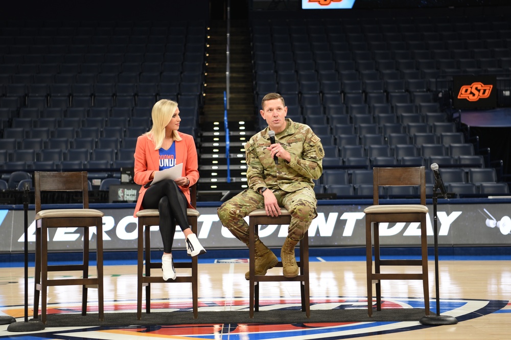 The OC-ALC Represents Team Tinker at the 2023 OKC Thunder’s Aero-Student Day