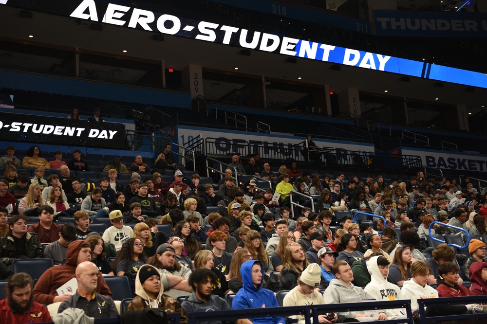 The OC-ALC Represents Team Tinker at the 2023 OKC Thunder’s Aero-Student Day