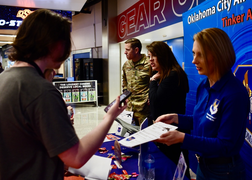 The OC-ALC Represents Team Tinker at the 2023 OKC Thunder’s Aero-Student Day