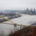 Towboats navigate through Pittsburgh District’s foggy landscape