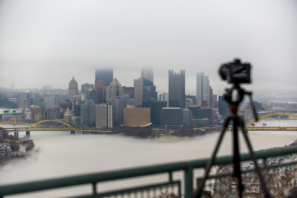 Towboats navigate through Pittsburgh District’s foggy landscape