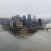 Towboats navigate through Pittsburgh District’s foggy landscape