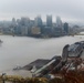 Towboats navigate through Pittsburgh District’s foggy landscape