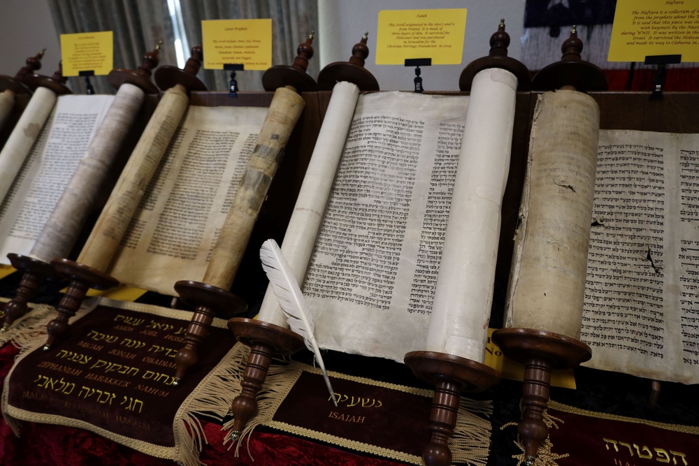 Ancient Hebrew Scrolls displayed at NAS JRB Fort Worth Chapel