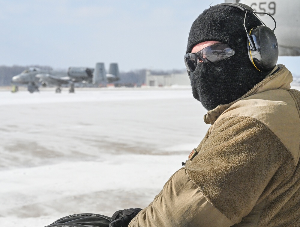 Airman Bundles Up as Temperatures Go Down at Selfridge Air National Guard Base