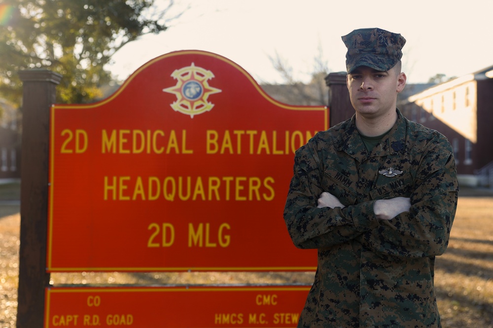 Hospital Corpsman 2nd Class Aaron Hamm; 2nd Marine Logistics Group Warrior of the Week