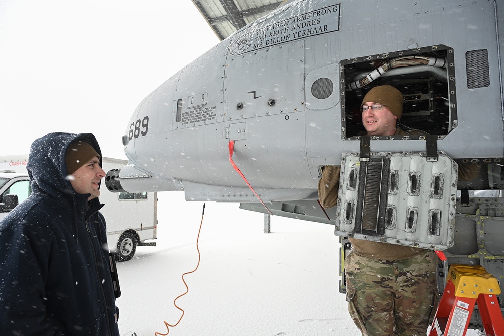 Airmen Perform Preflight Checks on A-10C Thunderbolt II at Selfridge Air National Guard Base