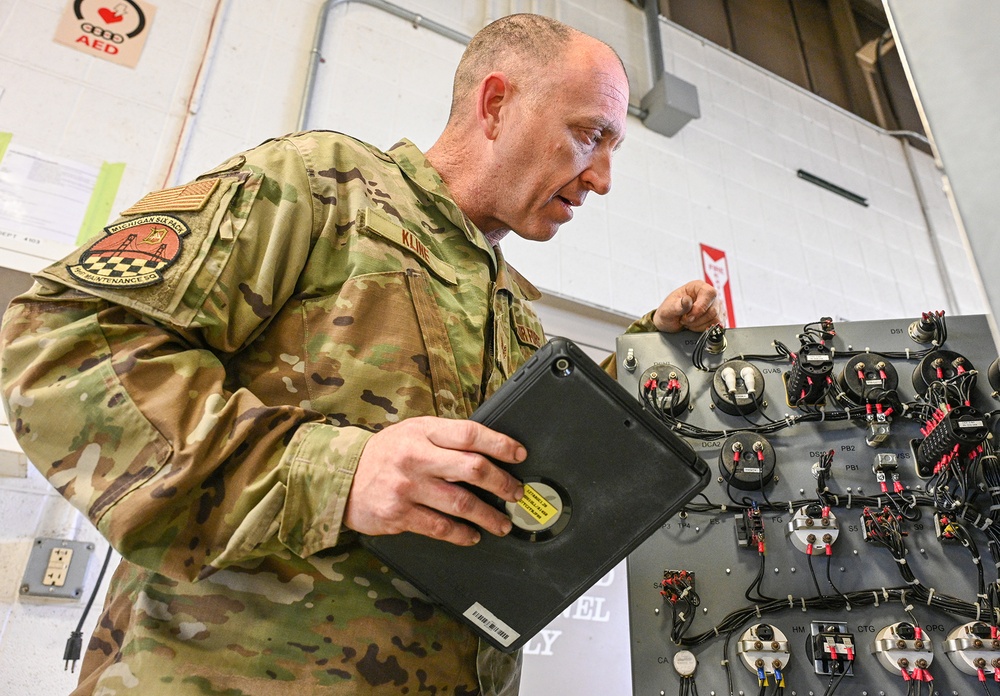 Technician at Selfridge Air National Guard Base Services Ground Support Equipment