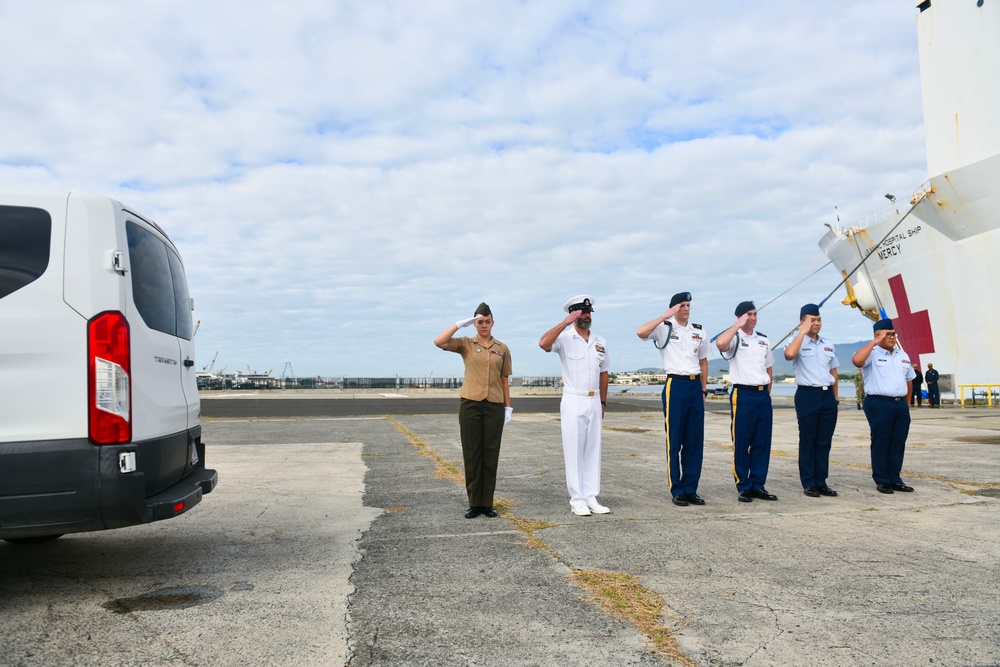 DPAA hosts Solomon Islands honorable carry ceremony aboard USNS Mercy