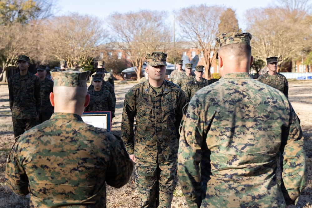 MARFORCOM Deputy Commander promotes Marine Judge Advocate to Major