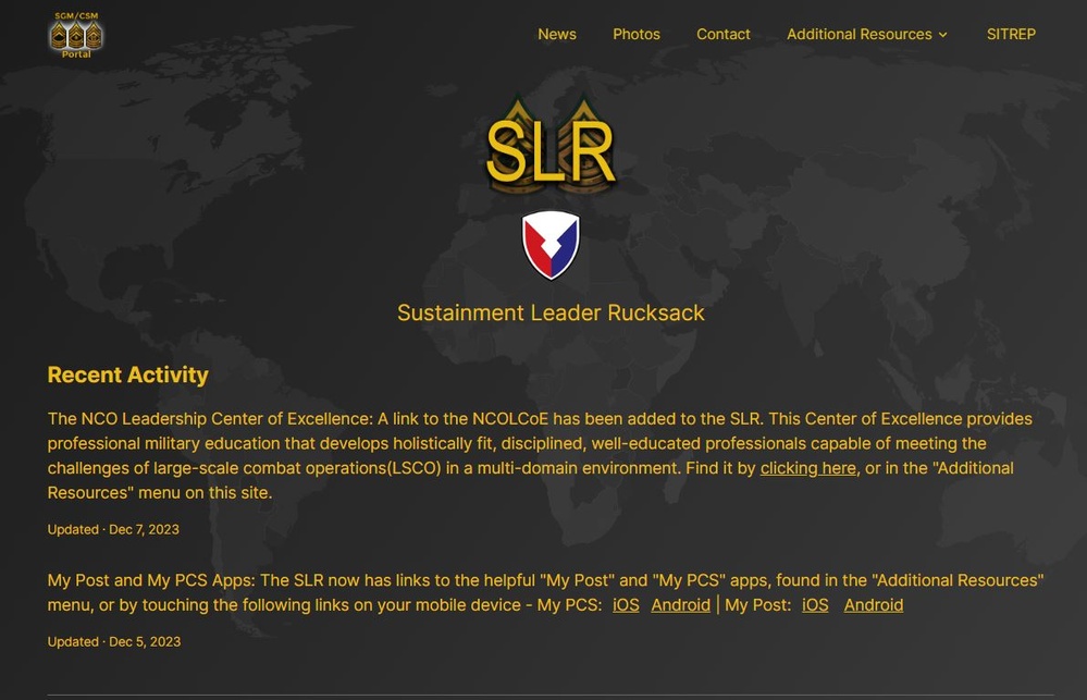 Tackling information overload: The Sustainment Leader Rucksack website