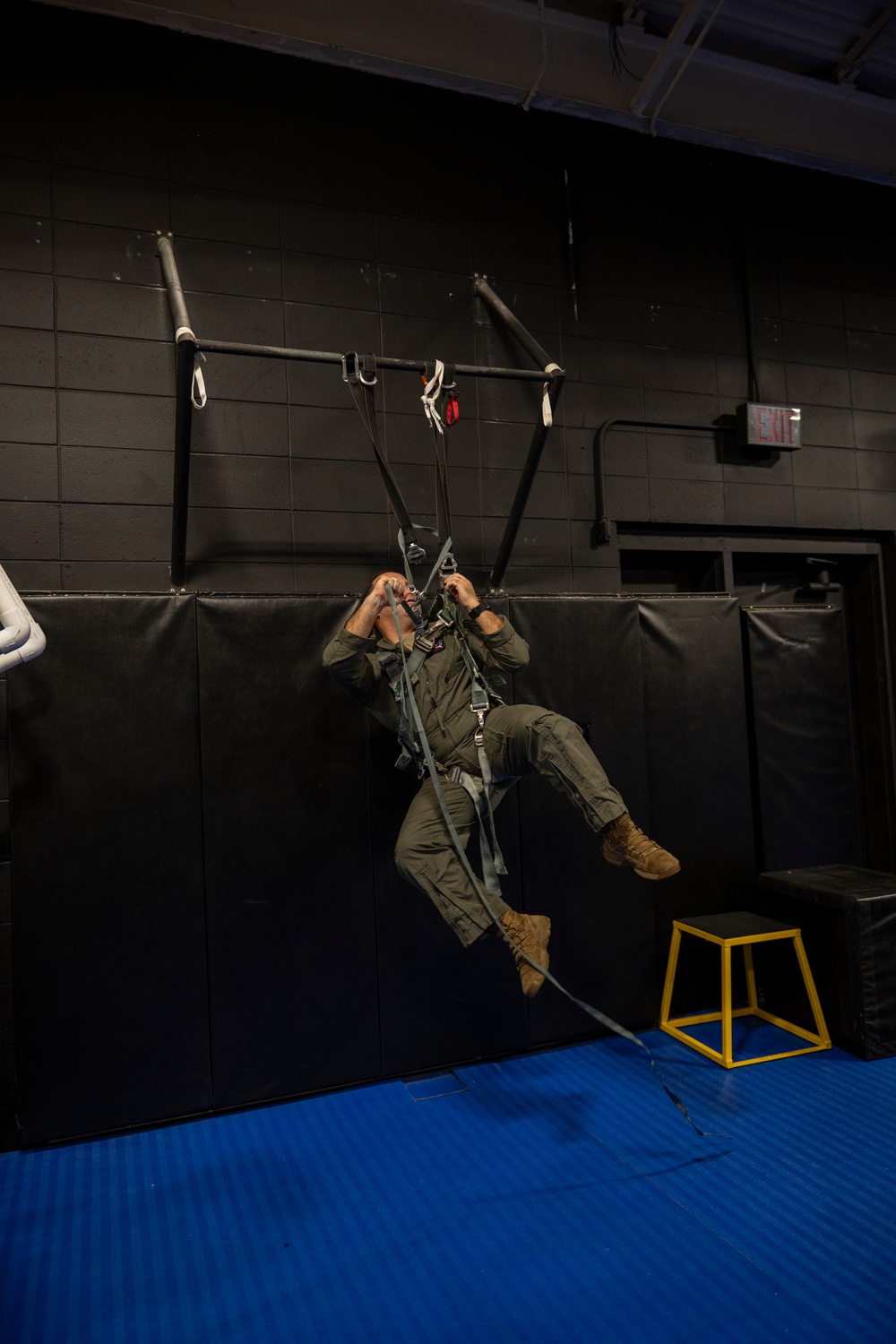 Pilots participate in emergency parachute training