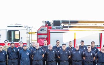 Members of the 177th Fire Department, 177th Fighter Wing, New Jersey Air National Guard, pose for a group photograph at the 177FW