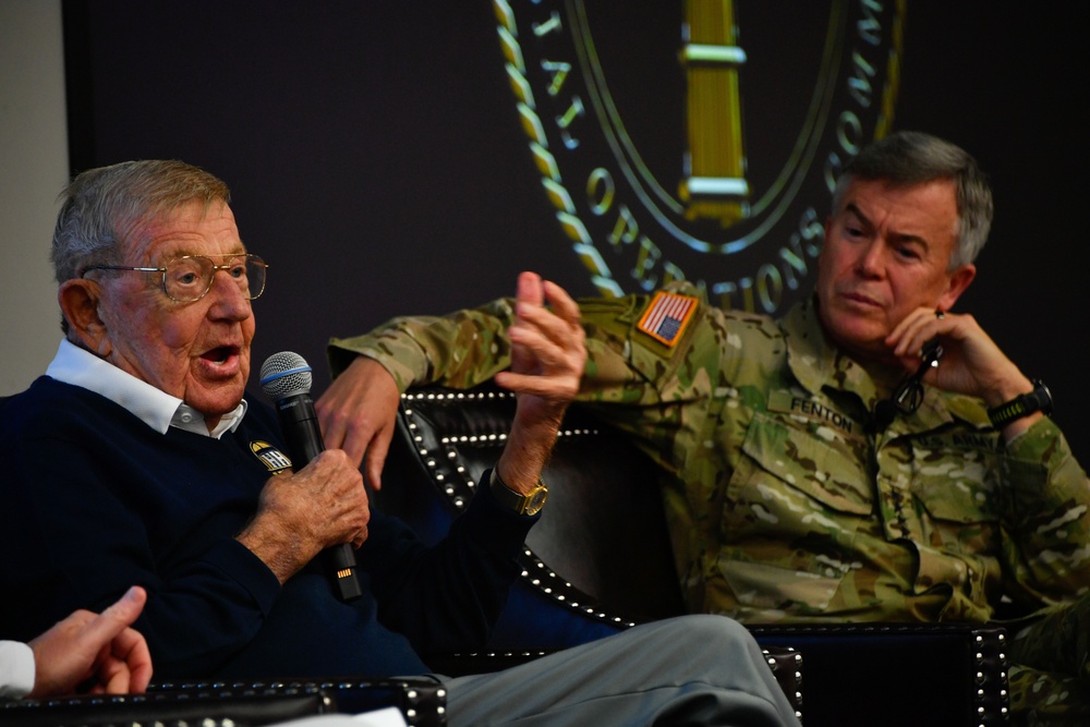 Father and son football coaches visit USSOCOM, talk leadership