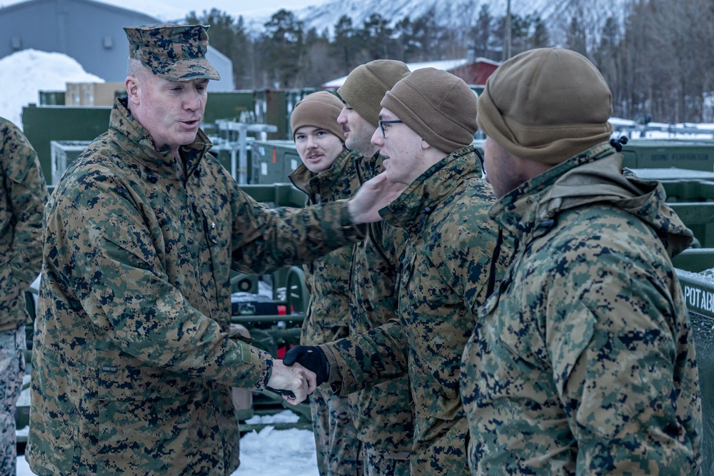 Brig. Gen. Michael E. McWilliams, Commanding General of 2nd Marine Logistics Group Visits CLB-6 In Norway