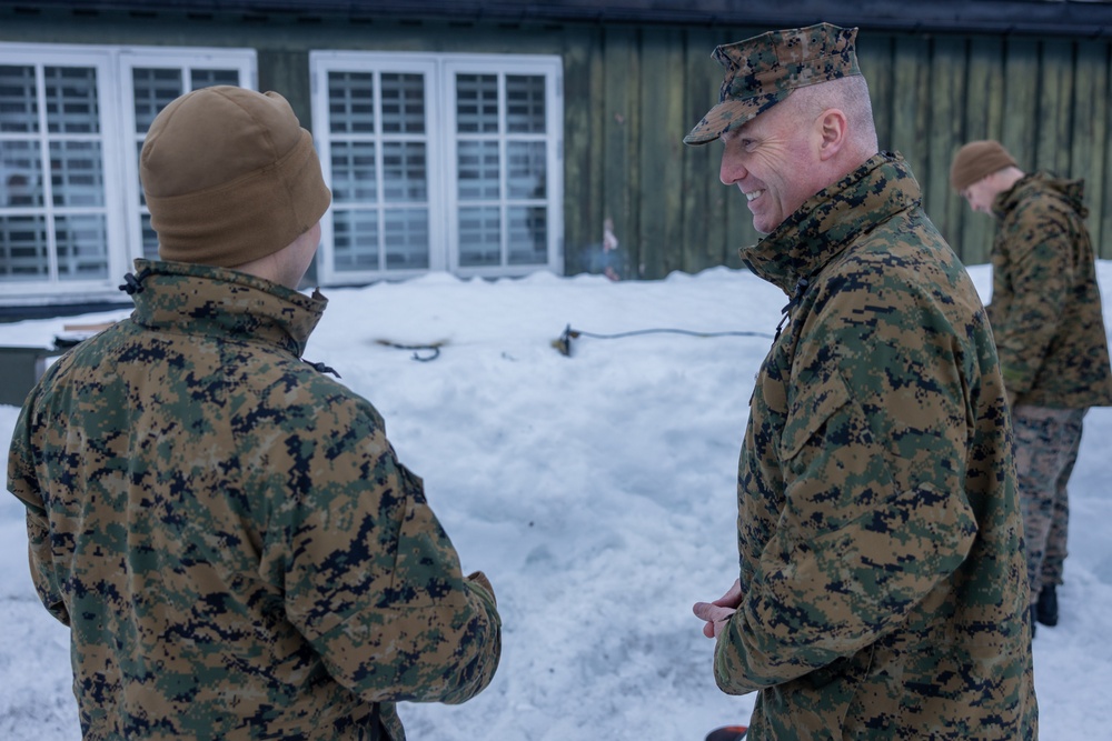 Brig. Gen. Michael E. McWilliams, Commanding General of 2nd Marine Logistics Group Visits CLB-6 In Norway