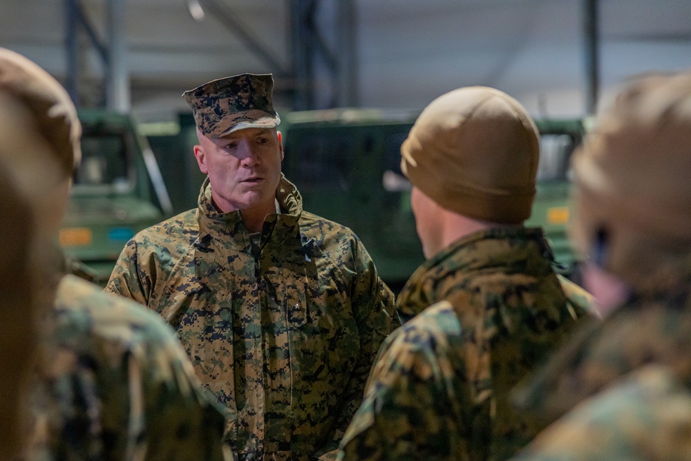 Brig. Gen. Michael E. McWilliams, Commanding General of 2nd Marine Logistics Group Visits CLB-6 In Norway