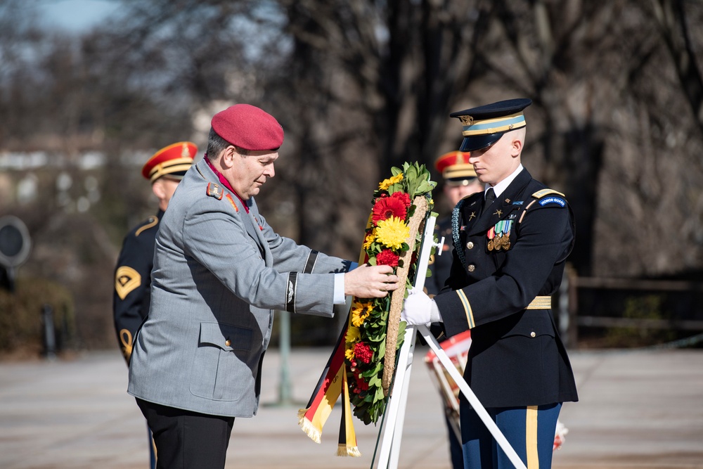 Chief of Staff of the Germany Army Lt. Gen. Alfons Mais Participates in an Army Full Honors Wreath-Laying Ceremony at the Tomb of the Unknown Soldier