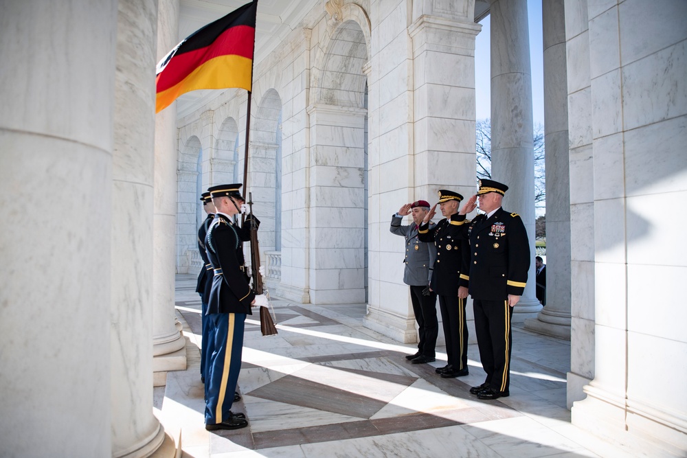 Chief of Staff of the Germany Army Lt. Gen. Alfons Mais Participates in an Army Full Honors Wreath-Laying Ceremony at the Tomb of the Unknown Soldier