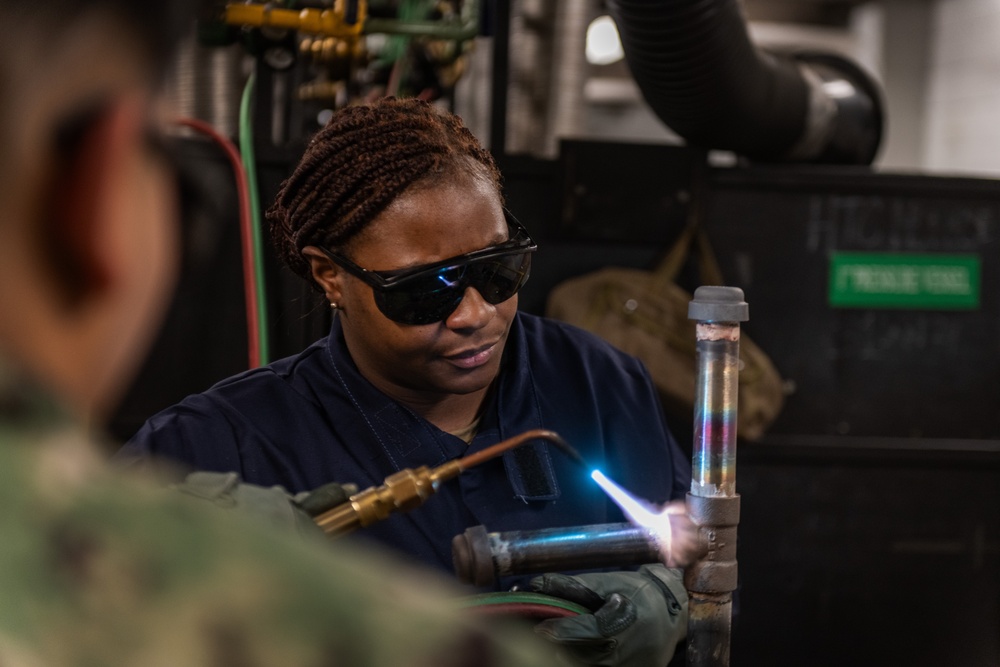 HT “A” School Students Practice Brazing, Welding