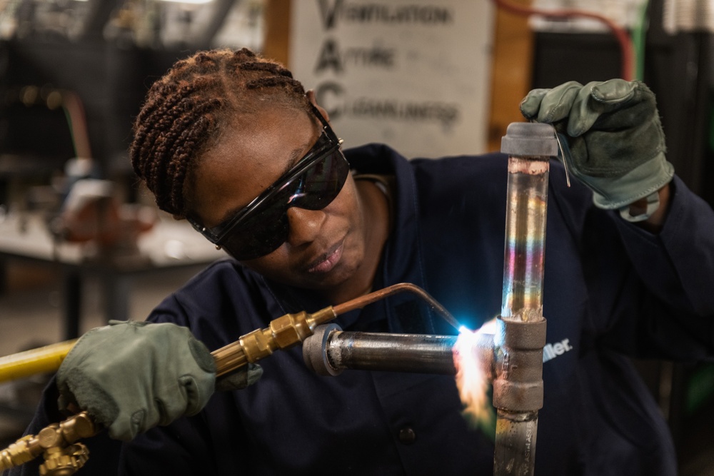 HT “A” School Students Practice Brazing, Welding