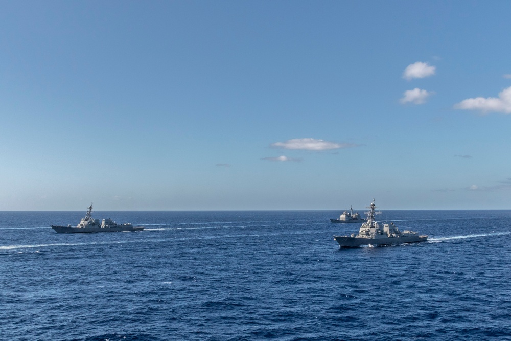 Ships Sail in Formation for Multi-Large Deck Event