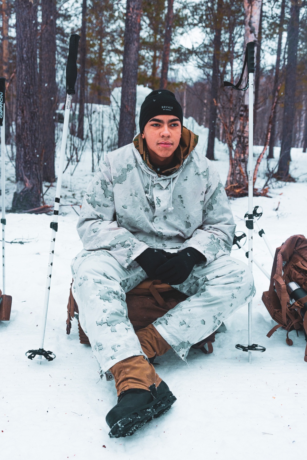 U.S. Marines and Sailors execute an ice-breaker drill before Exercise Nordic Response 24